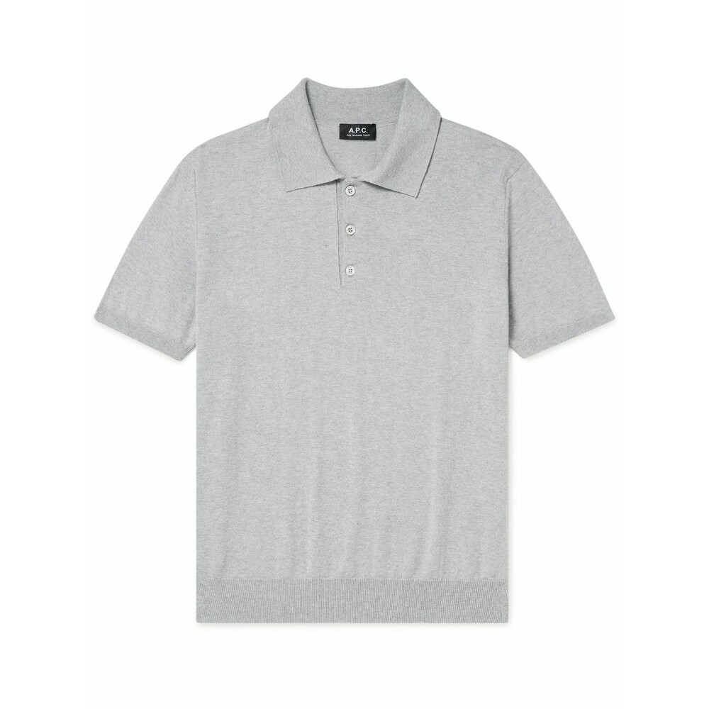 APC Polo Shirt Mens XL Grey Cotton Cashmere Embroidered Logo GREGORY $210